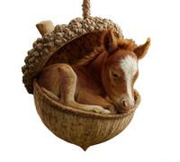 Gland décoratif en acrylique 2D pour décoration saisonnière et vacances - Artisanat durable avec mécanisme de suspension pour sapin de Noël, cheminée ou table - Marron - 7 x 7 cm - Chevaux
