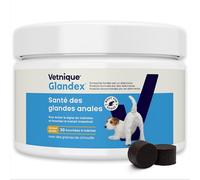 Glandex pour Chien - 30 bouchées à mâcher Santé des Glandes anales - Produit formulé par des vét pour favoriser la vidange des Glandes anales - Riche en oméga-3, graines de Citrouille et Fibres