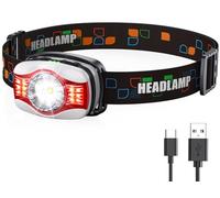 Glangeh Lampe Frontale LED Ultra Puissante, 6 Modes d'Éclairage & Lumière Blanche et Rouge, Torche Frontale Rechargeable Portable 45° Réglable, IPX4 Étanche Accessoire Camping/Cyclisme/Randonnée/Pêche