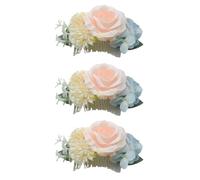 Glanhbnol Lot de 3 épingles à cheveux pour mariée - Épingles à cheveux pour demoiselles d'honneur - Barrettes de mariée - Fleurs artificielles - Peignes latéraux