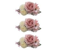 Glanhbnol Lot de 3 épingles à cheveux pour mariée - Épingles à cheveux pour demoiselles d'honneur - Barrettes de mariée - Fleurs artificielles - Peignes latéraux