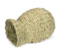 Glanhbnol Maison en herbe pour lapin, lit pour animal domestique, nid de dentition, jouet à mâcher pour hamsters, hérissons, cochons d'Inde, furet, lapin, grande maison d'herbe pour hamsters