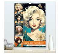 Glanz der Filmdiven. Art Nouveau Paintings im Poster-Stil (hochwertiger Premium Wandkalender 2026 DIN A2 hoch), Kunstdruck in Hochglanz: Schauspielerinnen der 1920-1950er in faszinierenden Portraits