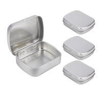 Glanzend Lot de 4 boîtes vides argentées avec charnières - Mini boîtes portables - Petite boîte de rangement - Porte-cartes cadeaux - Pour le bricolage, l'organisation de la maison