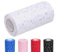 Glarks 1 pcs 15cm x 50 yards (150 FT) rouleau de Tulle scintillant blanc rouleau de Tulle scintillant avec paillettes maille de Tulle pour DIY Tutu jupe mariage anniversaire bébé douche