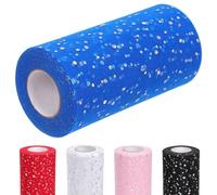 Glarks 1 pcs 15cm x 50 yards (150 FT) rouleau de Tulle scintillant, bobine de Tulle scintillant avec paillettes maille de Tulle pour DIY Tutu jupe mariage anniversaire bébé douche