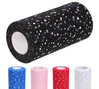 Glarks 1 pcs 15cm x 50 yards (150 FT) rouleau de Tulle scintillant noir rouleau de Tulle scintillant avec paillettes maille de Tulle pour DIY Tutu jupe mariage anniversaire bébé douche