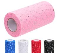 Glarks 1 pcs 15cm x 50 yards (150 FT) rouleau de Tulle scintillant Rose rouleau de Tulle scintillant avec paillettes maille de Tulle pour DIY Tutu jupe mariage anniversaire bébé douche