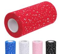 Glarks 1 pcs Rouleau de Tulle scintillant rouge 15cm x 50 yards (150 FT) avec paillettes Maille de Tulle pour DIY Tutu jupe mariage anniversaire bébé douche
