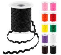 Glarks 1 pièce 27 Yards / 25m noir Rick rack TRIM Ribbon Wave couture bord incurvé décoration pour bricolage couture artisanat mariage robe de mariée décoration décoration de fête