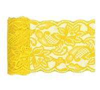 Glarks 1 rouleau 4.57m x 150mm ruban de bouton de tissu, motif de fleur jaune clair ruban de dentelle de tissus, élastique tissu de dentelle élastique pour la décoration de mariage