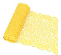Glarks 1 rouleau 4.57m x 180mm ruban de bouton de tissu, ruban de dentelle de tissu de motif de fleur jaune clair, tissus de dentelle élastique élastique pour la décoration de mariage