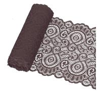 Glarks 1 rouleau 4.57m x 180mm ruban de bouton de tissu, ruban de dentelle de tissu de motif de fleur brune, tissus élastique de dentelle, pour la décoration de mariage