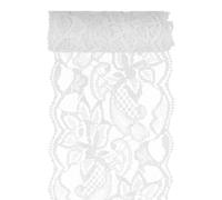 Glarks 1 rouleau 4.57m x 80mm tissu dentelle ruban, blanc fleur motif tissu dentelle frise, élastique tissus de dentelle élastique pour la décoration de mariage