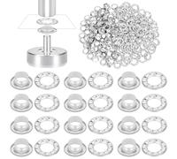 Glarks 100pcs 6mm rondelle kit avec Blanc Diamant rondelle set, argent laiton rondelle oeillets, tissu cuir trou oeillets, rondelles pour ceintures, chaussures, vêtements, toile, réparation de cuir