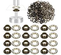Glarks 100pcs 6mm rondelle kit avec Blanc Diamant rondelle set bronze laiton rondelle oeillets tissu cuir trou oeillets rondelles pour ceintures chaussures vêtements toile cuir réparation