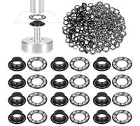 Glarks 100pcs 6mm rondelle kit avec Blanc Diamant rondelle set pistolet noir laiton rondelle oeillets tissu cuir trou oeillets rondelles pour ceintures chaussures vêtements toile cuir réparation