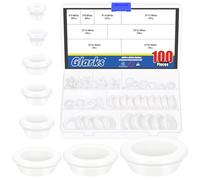 Glarks 100pcs 8 - size rondelles creuses rondes en caoutchouc set, blanc percé double face creux Firewall trou bouchon, rondelle de câblage électrique circulaire pour fil, table, pompe, tuyau