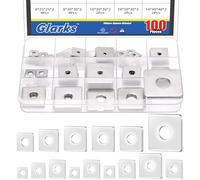 Glarks 100pcs m3 M4 M5 M6 M8 M10 M14 rondelles carrées, 15 tailles de rondelles rectangulaires en acier inoxydable 304 avec trous ronds, rondelles carrées pour la fixation de matériel