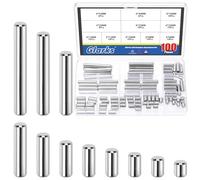 Glarks 100pcs M6 Solid Dowel Pins Kit, 11 tailles étagère cylindrique en acier inoxydable Support Peg Pin Rod Fastener, Fastener parallèle Dowel Pin pour la fabrication de machines