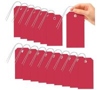 Glarks 101pcs Rouge 8 x 16cm Étiquettes écrivables imperméables avec ensemble de chaînes, Étiquettes d'expédition en PVC, Étiquette de déplacement d'expédition lourde, Étiquette d'étiquetage vide