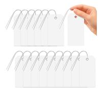 Glarks 101pcs White 6 x 12cm Étiquettes écrivables imperméables avec ensemble de chaînes, Étiquettes d'expédition en PVC, Étiquette de déplacement d'expédition lourde