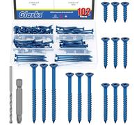 Glarks 102pcs 3/16 x 1-1/4 1-3/4 2-1/4 2-3/4 3-1/4’ Cross Flat Head Concrete Screw Anchor Kit, Blue Heavy-Duty Cement Screws with Drill Bit et PH2 Bit pour l'ancrage à la maçonnerie