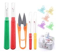 Glarks 106Pcs Seam Rippers Kit, 4Pcs Seam Rippers, 1Pc Thread Snips, 100Pcs Multipurpose Couture Clips Couleurs assorties avec une boîte en étain mignonne pour la décoration