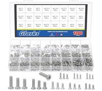 Glarks 1200pcs M1/M1.2/M1.4/M1.6/M1.7/M2/M2.5/M3 Kit de vis à tête de machine Phillips Pan en argent, Vides à vis de machine Phillips en acier au carbone, Vides à vis de machines minuscules