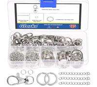 Glarks 125 pièces argent Keychain Craft Supplies, y compris porte - clés avec chaîne, fermoir à griffes de homard, porte - clés et anneaux de saut pour faire Keychain Jewelry Craft