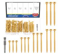 Glarks 131pcs 8x1-1/2’’, 8x2’’, 9x2-1/2’’, 9x3’’, 10x3’’ Kit de vis de pont, comprend 130pcs Star Torx Drive vis de pont à tête plate et 1pcs T25 Torx Drill Bit, vi en bois de pont extérieur