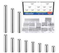 Glarks 135pcs M5 Solid Dowel Pins Kit, 11 tailles étagère cylindrique en acier inoxydable Support Peg Pin Rod Fastener, Fastener parallèle Dowel Pin pour la fabrication de machines