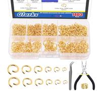 Glarks 1403pcs 10mm 5mm 4mm 7mm 8mm kit d'anneau de saut ouvert, connecteur d'anneau rond, anneau torique en or sans nickel pour connecteur de fabrication de bijoux et réparation de collier