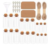 Glarks 148 5ml 10ml 18ML Mini bouteille en verre, pot avec bouchon, verre transparent message bouteille avec entonnoir, ficelle de chanvre, étiquette suspendue, Eye Hook vis décoration