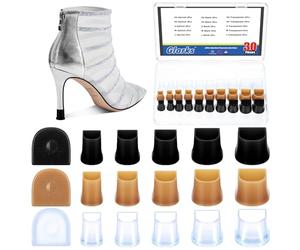 Glarks 15 ensembles 5 tailles protecteurs de talons hauts, 3 couleurs casquette protectrice de talons en forme de U, casquettes protectrices de talons pour mariages, occasions formelles et événements
