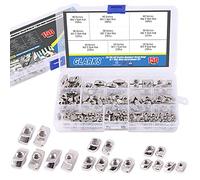 Glarks 150 pcs européen M3 M4 M5 M6 Tête de marteau pendantes en T Écrou fente Assortiment kit pour 20/30/40 série Profil Aluminium - en acier carbone plaqué nickel