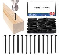 Glarks 150pcs 60mm Brick Steel Nails Kit, Nails de matériel en acier au carbone noir, Nails de finition, Nails suspendus Brad et image, Nails en bois, Nails de ciment pour la paroi sèche et le pin