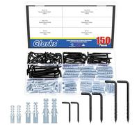 Glarks 150pcs M2.8/3.7/3.8 Noir L en forme de vis en crochets avec kit de boucle de sécurité, inclure 75pcs crochet à angle droit 75pcs tube d'expansion en plastique, crochet auto-robinage carré