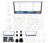 Glarks 150pcs M3/M4/M5/M6/M8/M10 Kit d'écrous de bouchon de glaçon blanc, écrous à dôme hexagonal, écrous à tête de dôme de bouchon hexagonal, écrous à couronne à dôme pour protéger les boulons