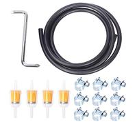 Glarks 16 pièces de 6 pieds de longueur 1/4" ID Fuel Line and Fuel Filters et mini pinces d'injection de carburant avec kit d'assortiment de clé compatible avec Kawasaki Kohler Briggs & Stratton la