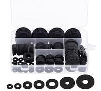 Glarks 175 pièces 7 tailles rondelles en caoutchouc plates combo Kit, 10/12 / 16/18 / 20/25 / 30MM rondelles de tuyauterie rondes plates rondelles en caoutchouc noir robuste rondelles d'amortiss