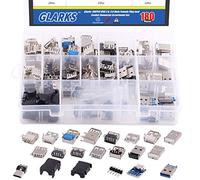 Glarks 180 Pièces Micro Prises USB 2.0 3.0 Type A Mâle Femelle Connecteur Prise Jack Soudure USB Réparation Remplacement Adaptateur Assortiment Set