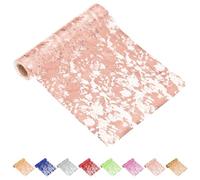 Glarks 1pcs 28 x 900cm / 11 x 354.3inch Rose Gold Table Runner, Glitter Mesh Table Runners, Roule de Coureur de Rectangle métallique en Feuille, Roule de Table de Paillettes métalliques