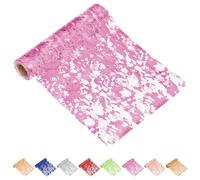 Glarks 1pcs 28 x 900cm / 11 x 354.3inch Rose Table Runner, Glitter Mesh Table Runners, Roule de Coureur Rectangle métallique en foile, Roule de Table de Paillettes métalliques pour fête, Mariage