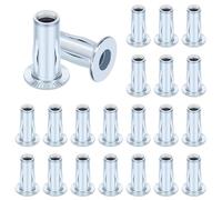 Glarks 20 pièces Ensemble d'écrous à rivets multigriffes M6 - écrou à rivets à tête plate en acier au carbone zingué blanc - écrou à rivets d'insertion à tige pré - sphérique