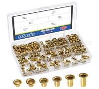 Glarks 200pcs M6 x 4/5/6/8/10/12mm à travers le trou Kit de rivet en cuivre, Heavy Duty rivet creux, Cuir, Vêtements, Rivets oeillets en laiton, Rivets Grommets creux pour artisanat bricolage