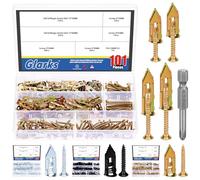 Glarks 201pcs Drywall ancres auto-forage avec ensemble de vis, 100pcs en acier au carbone creux ancre mur vissage vis avec 100pcs vis et 1pcs PH2 bit kit pour aucun forage ou trous dans le mur