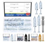 Glarks 201pcs Drywall ancres auto-forage avec ensemble de vis, 100pcs en acier au carbone creux ancre mur vissage vis avec 100pcs vis et 1pcs PH2 bit kit pour aucun forage ou trous dans le mur