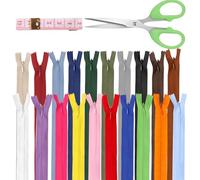 Glarks 22pcs 40cm nylon invisible zip, 20 couleurs, avec outil de couture