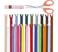 Glarks 22pcs 50cm nylon invisible zip, 20 couleurs nylon invisible en vrac zip, coloré invisible zip, artisanat invisible zip, invisible Nylon coil zip, avec outil d'artisanat de couture